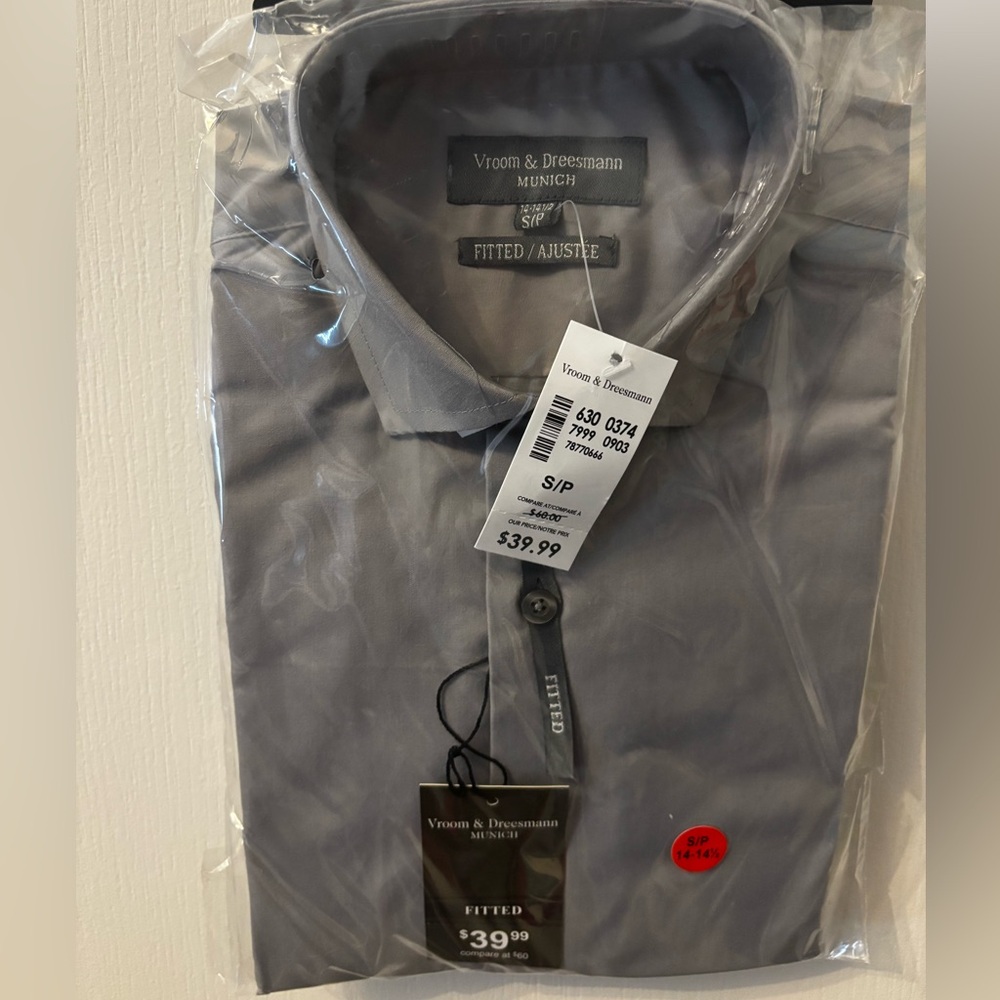 Gray Fitted Men's Dress Shirt